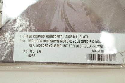 Lighted Curved Horizontal Side Mount Plate NOS