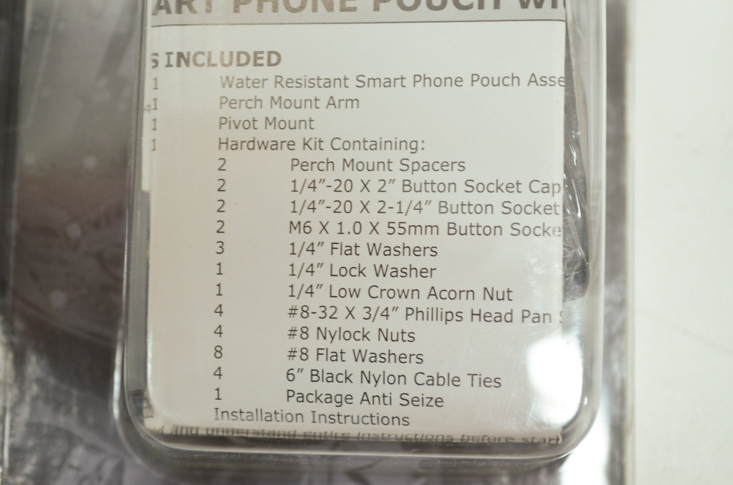 Water Resist Smartphone Pouch & Mount 1' 1-1 4' Bars NOS