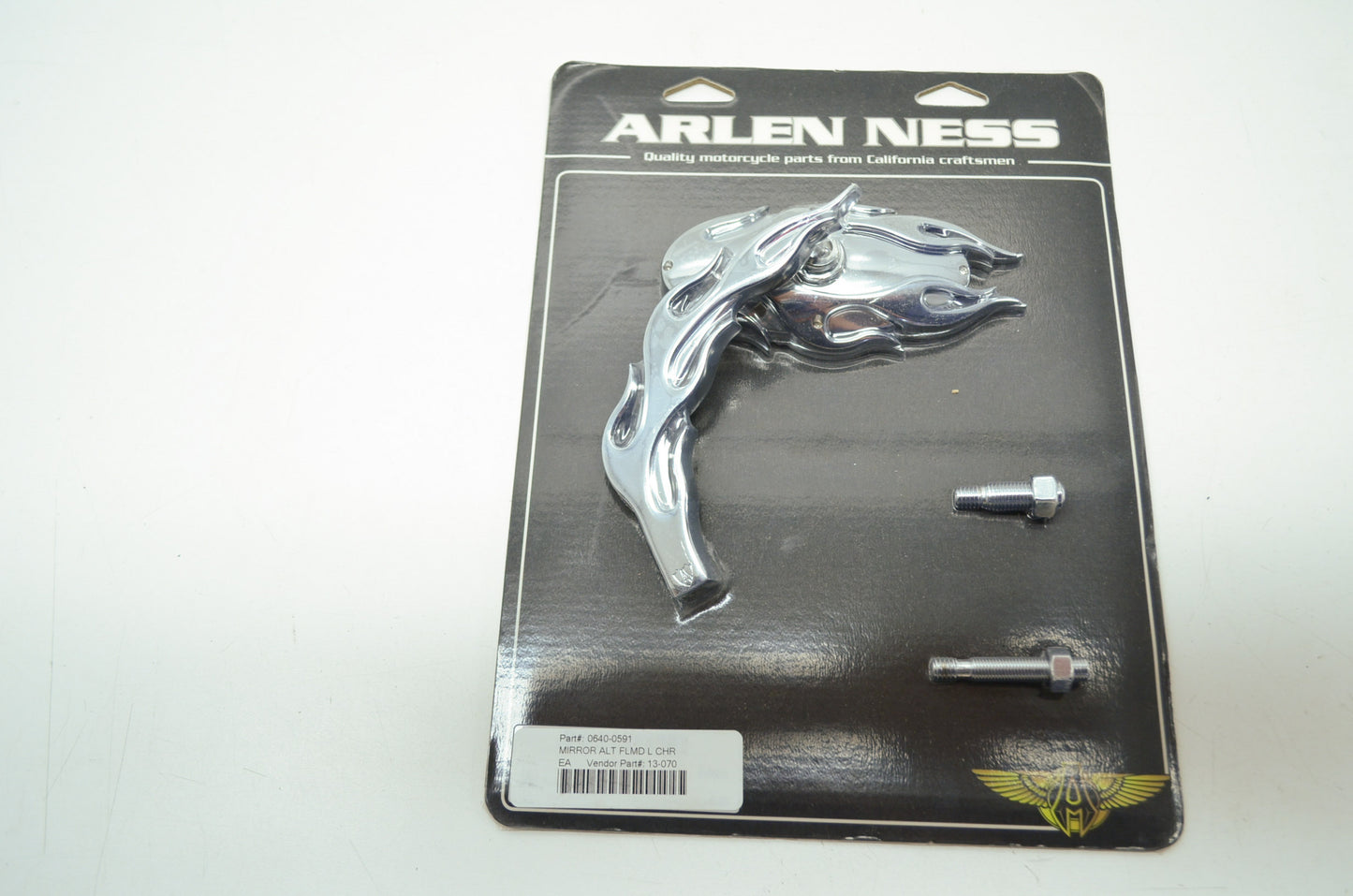 Left Chrome Flamed Mirror NOS