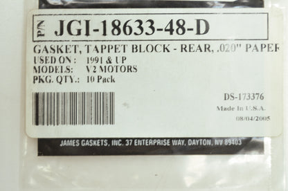Rear Tappet Block Gasket 91-99 EVO Harley Davidson Qty 5 NOS