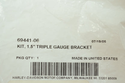 OEM Harley-Davidson 69441-06 Triple Gauge Bracket Kit 1.5" NOS