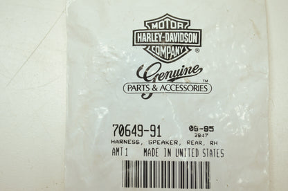 OEM Harley-Davidson 70649-91 Right Rear Speaker Harness NOS