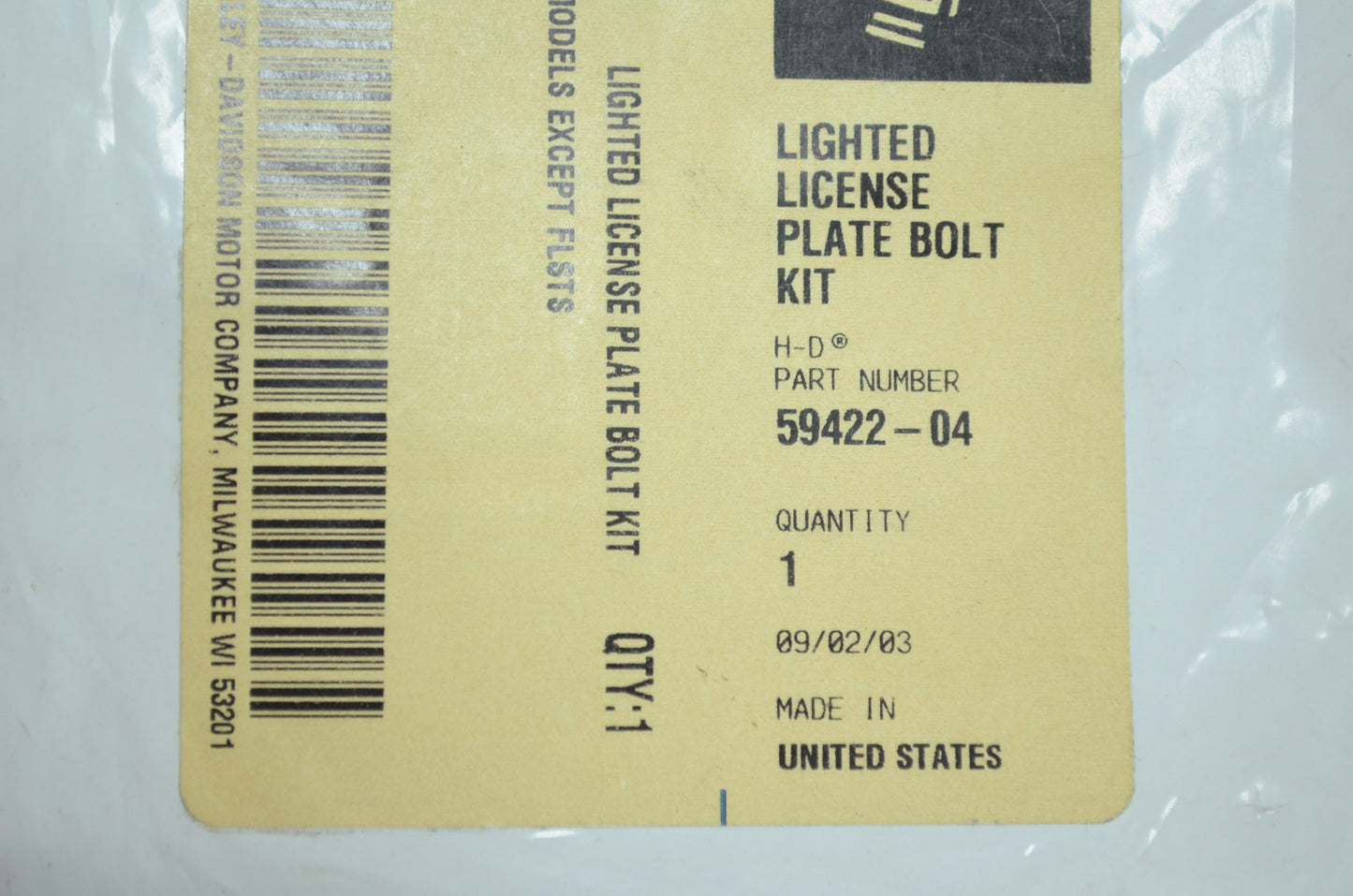 Lighted License Plate Bolt Kit NOS