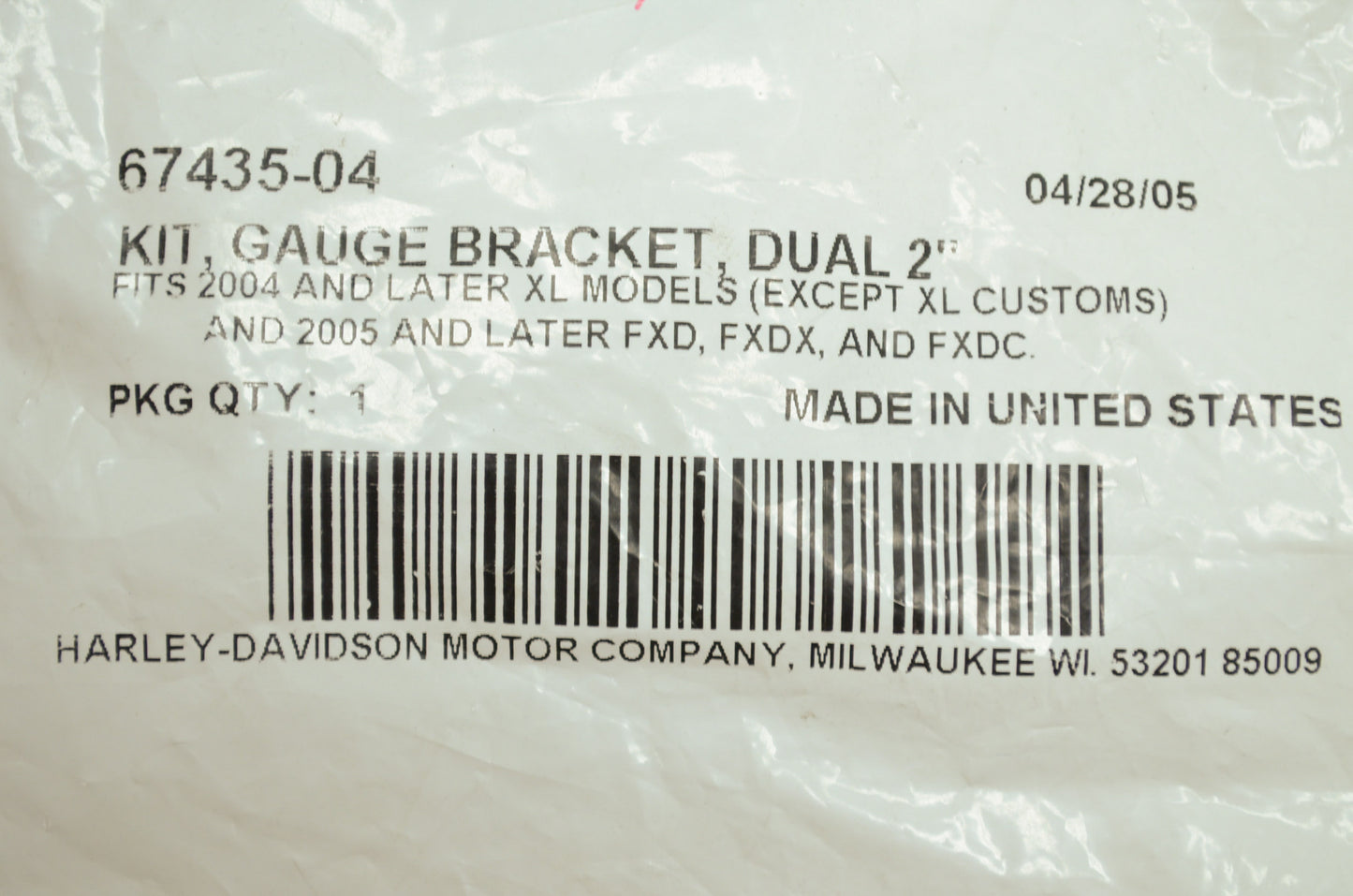 Dual Gauge Bracket Kit XL FXD FXCX FX NOS