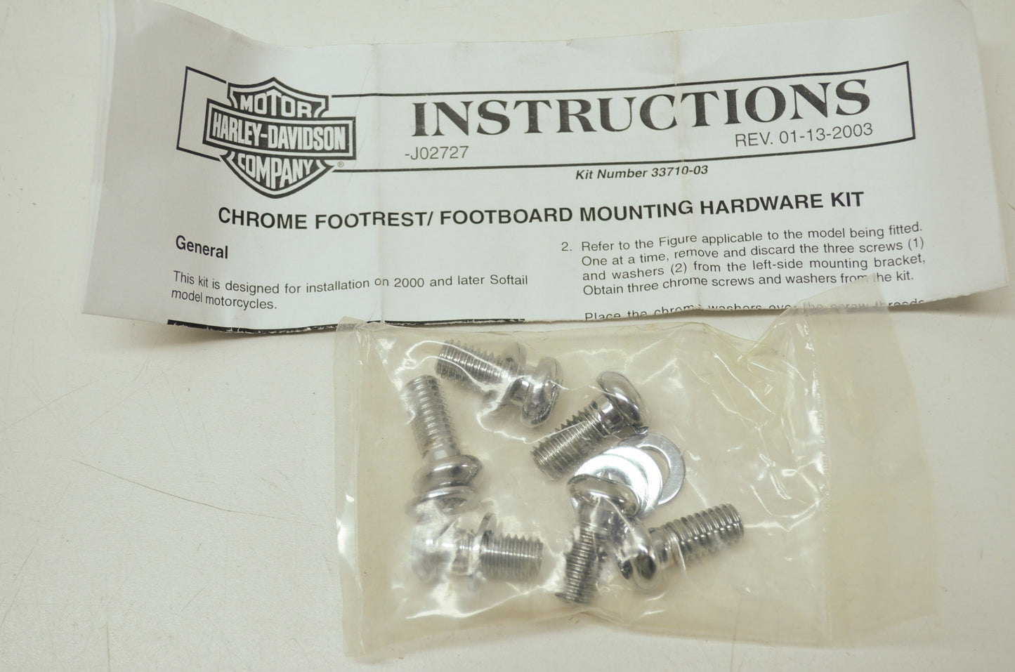 OEM Harley-Davidson 33710-03 Chrome Mounting Hardware Kit NOS
