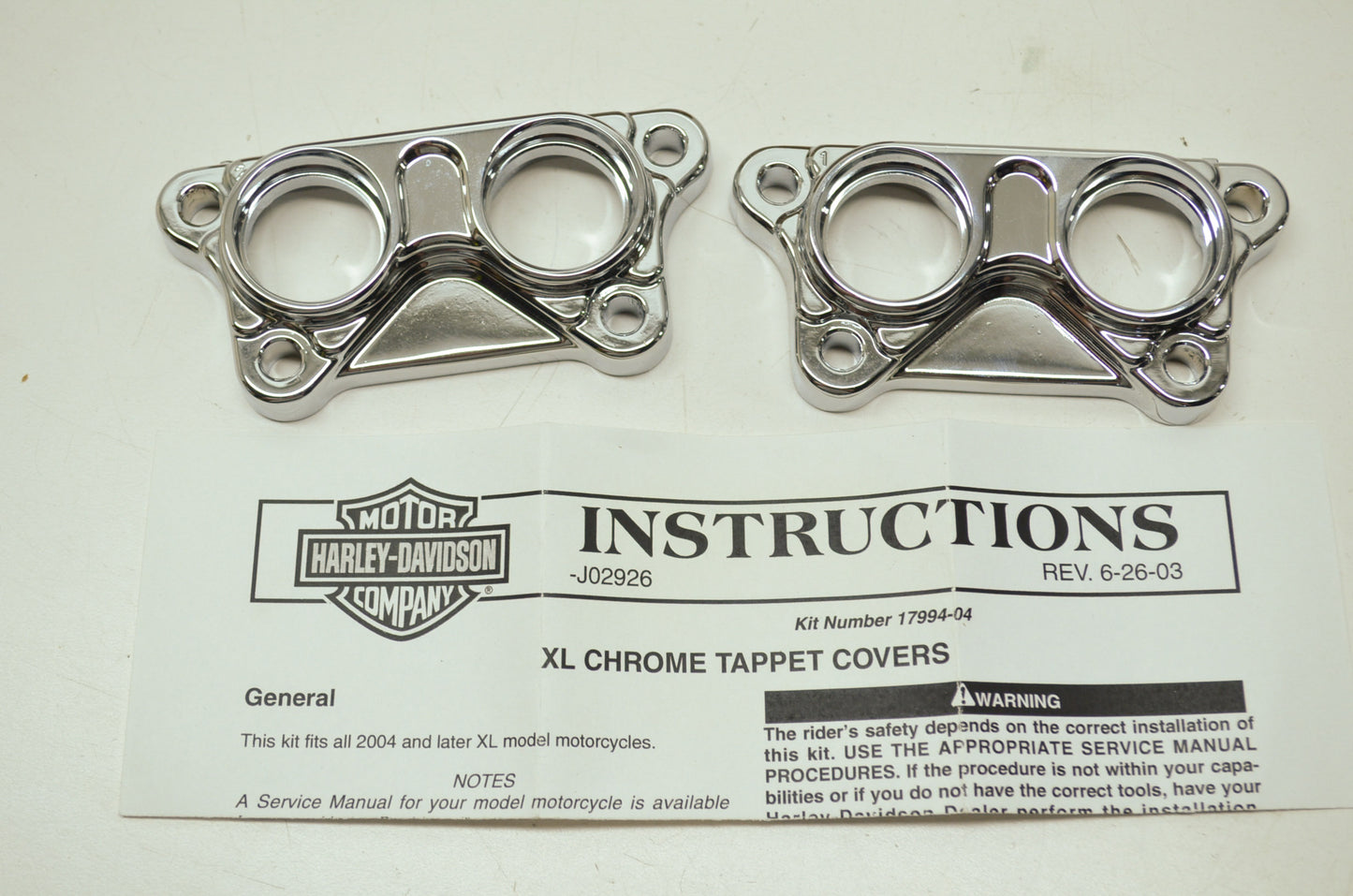 OEM Harley-Davidson 17994-04 Chome Tappet Cover Kit NOS