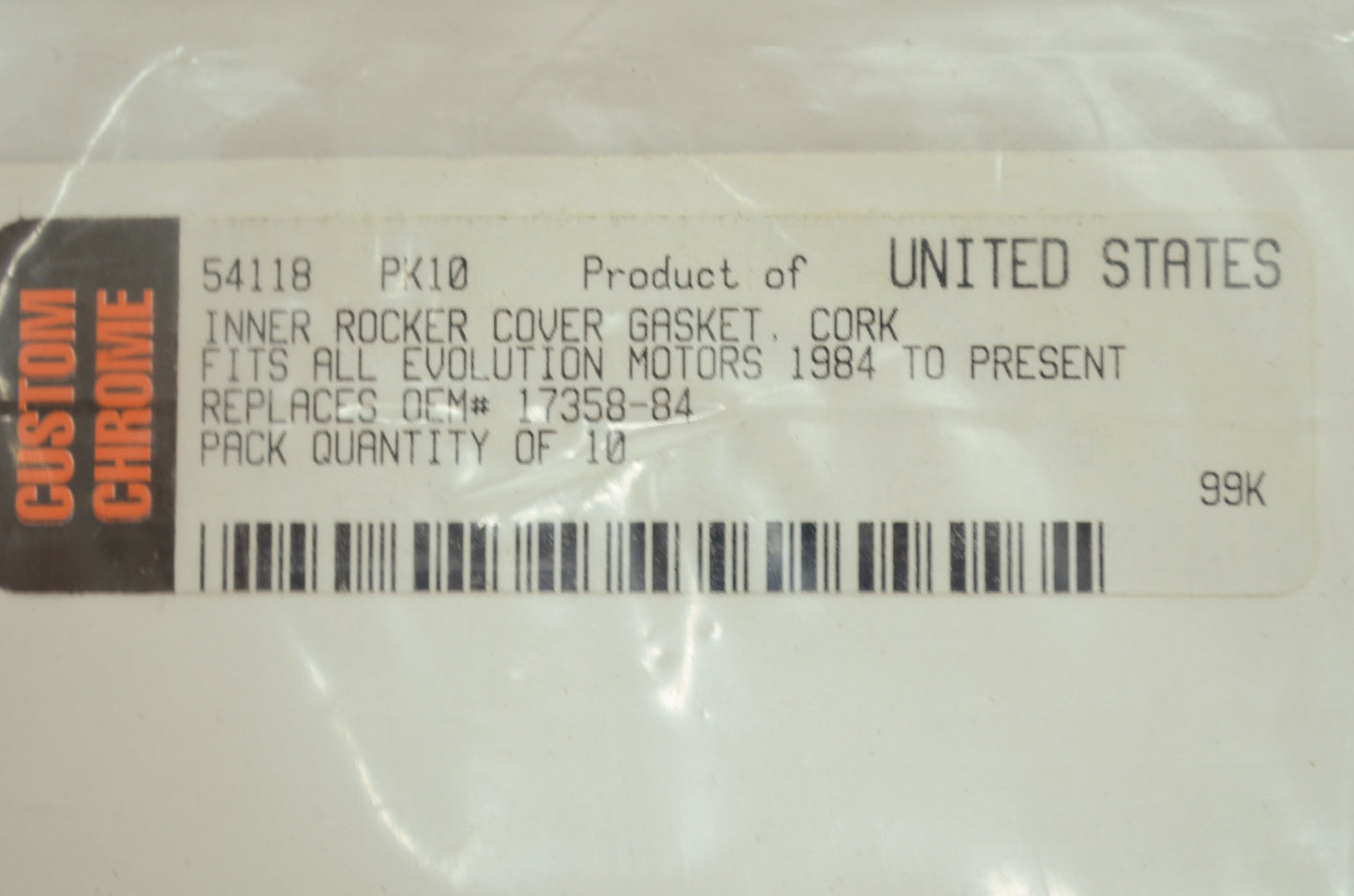 Inner Rocker Cover Gasket 86-90 Models NOS