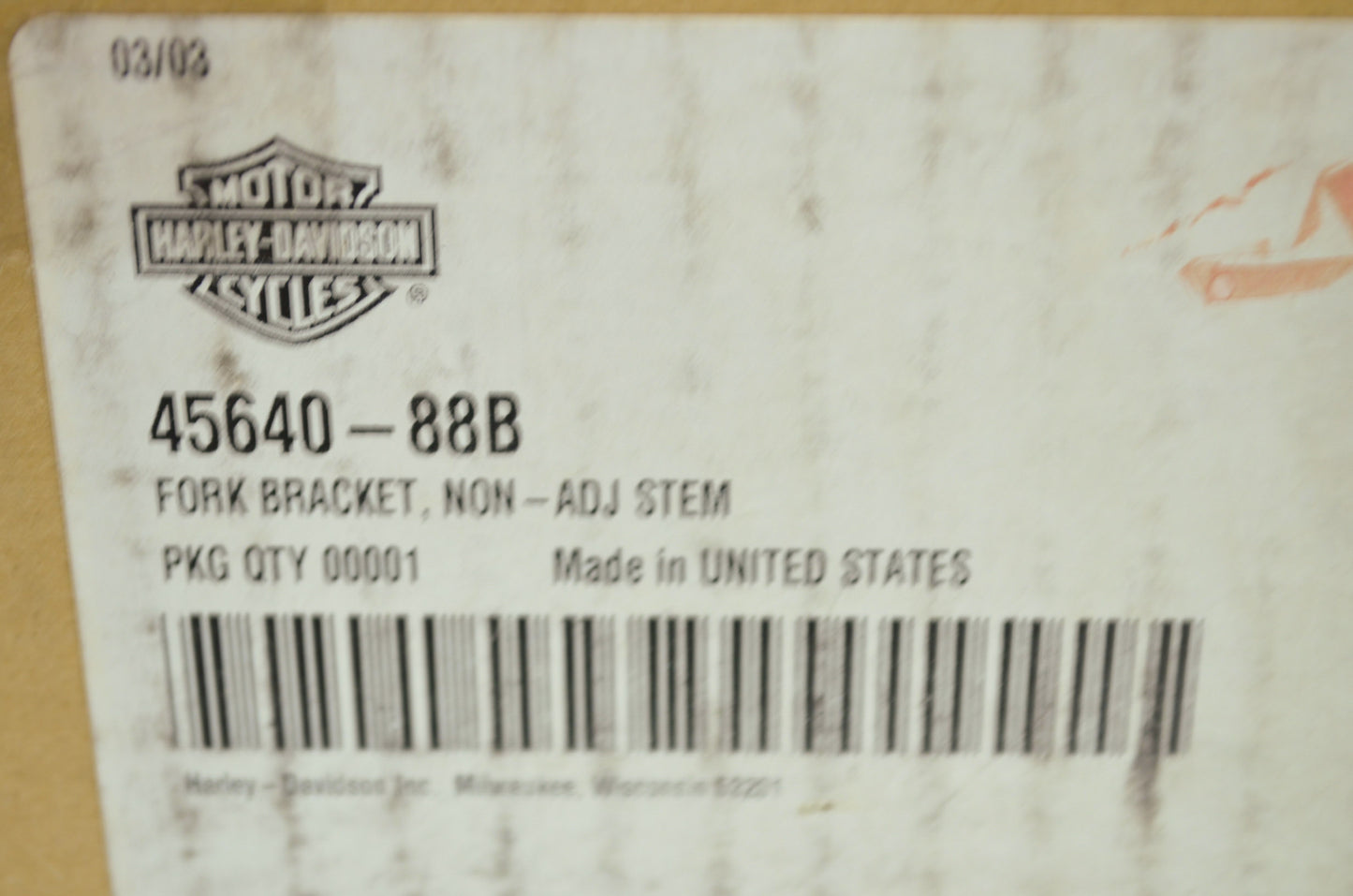 OEM Harley-Davidson 45640-88B Non-Adjustable Fork Stem Bracket NOS