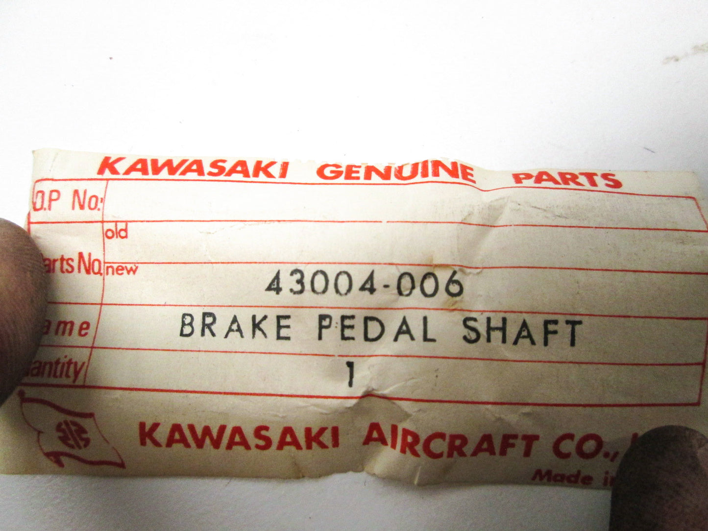 OEM Kawasaki 43004-006 Brake Pedal Shaft NOS