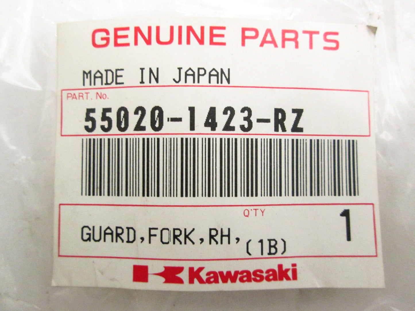 OEM Kawasaki 55020-1423 White Right Fork Guide NOS