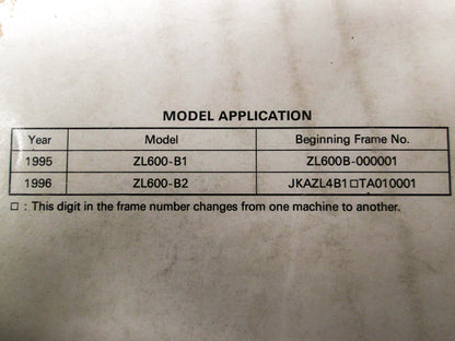OEM Kawasaki 99924-1185-52 Service Manual Supplement ZL600B