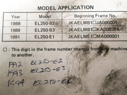 OEM Kawasaki 99924-1093-52 Service Manual Supplement EL250B/E