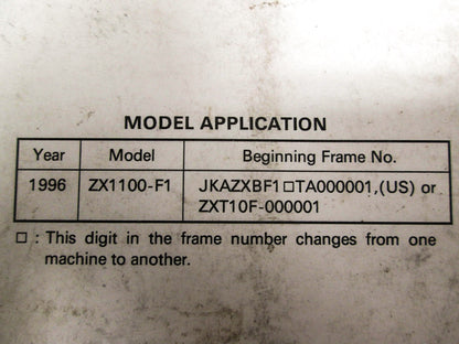 OEM Kawasaki 99924-1192-51 Service Manual Supplement ZX1100F1