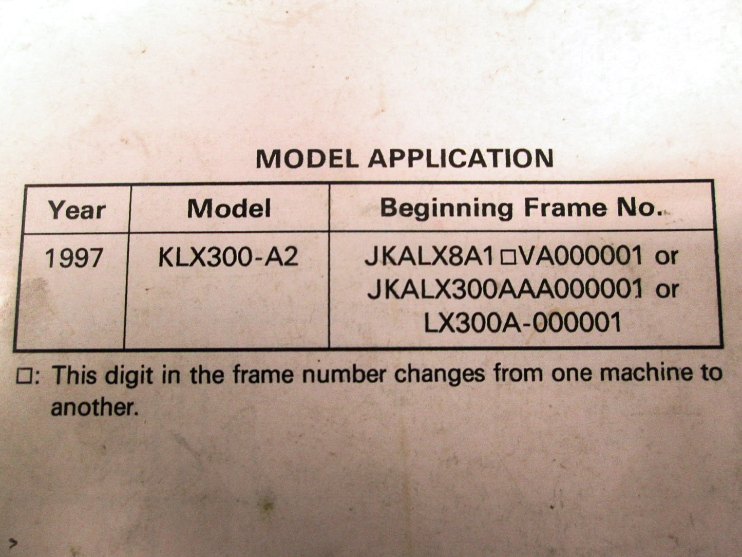 OEM Kawasaki 99924-1200-51 Service Manual Supplement KLX300A