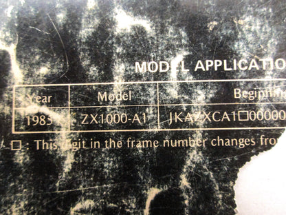 Used Kawasaki 1985 GPZ1000RX Service Manual