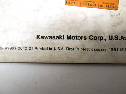 OEM Kawasaki 99963-0040-01 Service Manual Supplement KZ1000C4