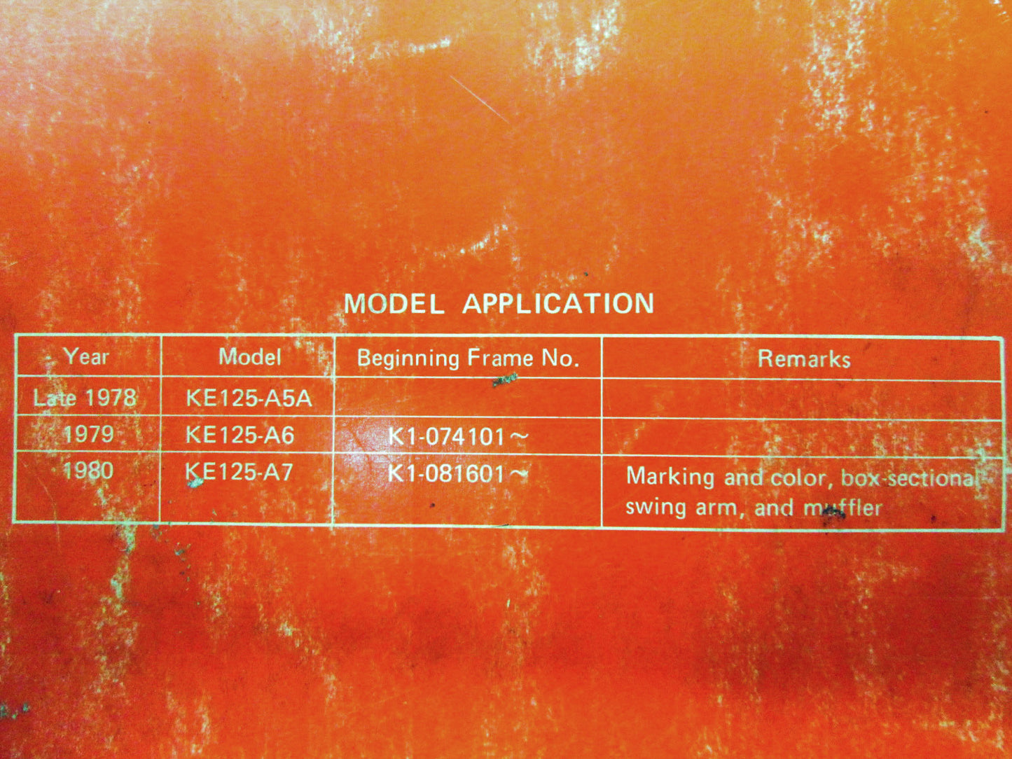 OEM Kawasaki 99924-1010-02 Service Manual KE125A