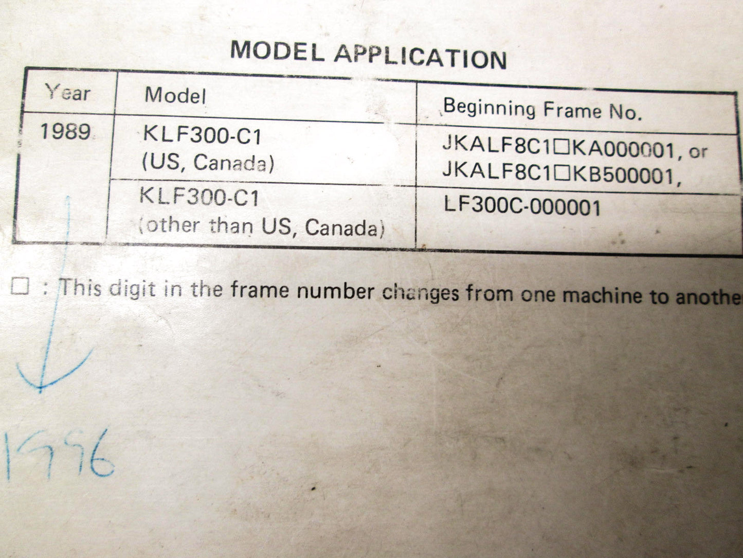 OEM Kawasaki 99924-1117-51 Service Manual Supplement KLF300C