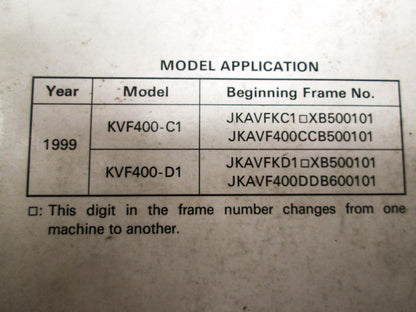 OEM Kawasaki 99924-1243-51 Service Manual Supplement KVF400
