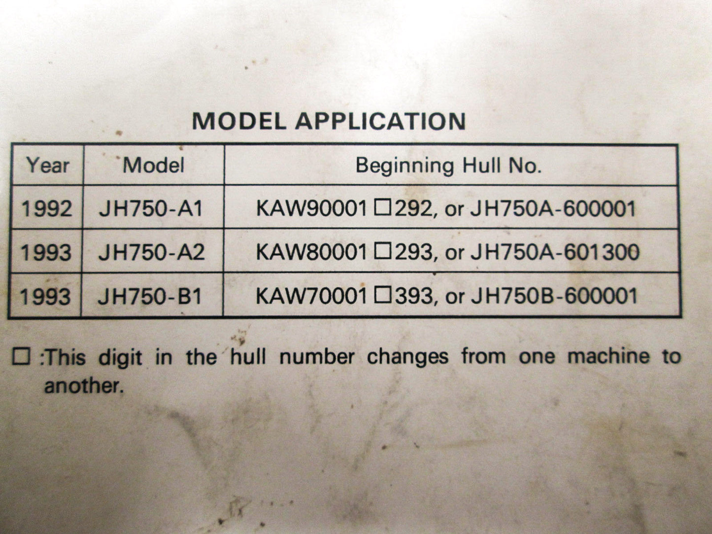 OEM Kawasaki 99924-1177-51 Service Manual Supplement JH750ABEF