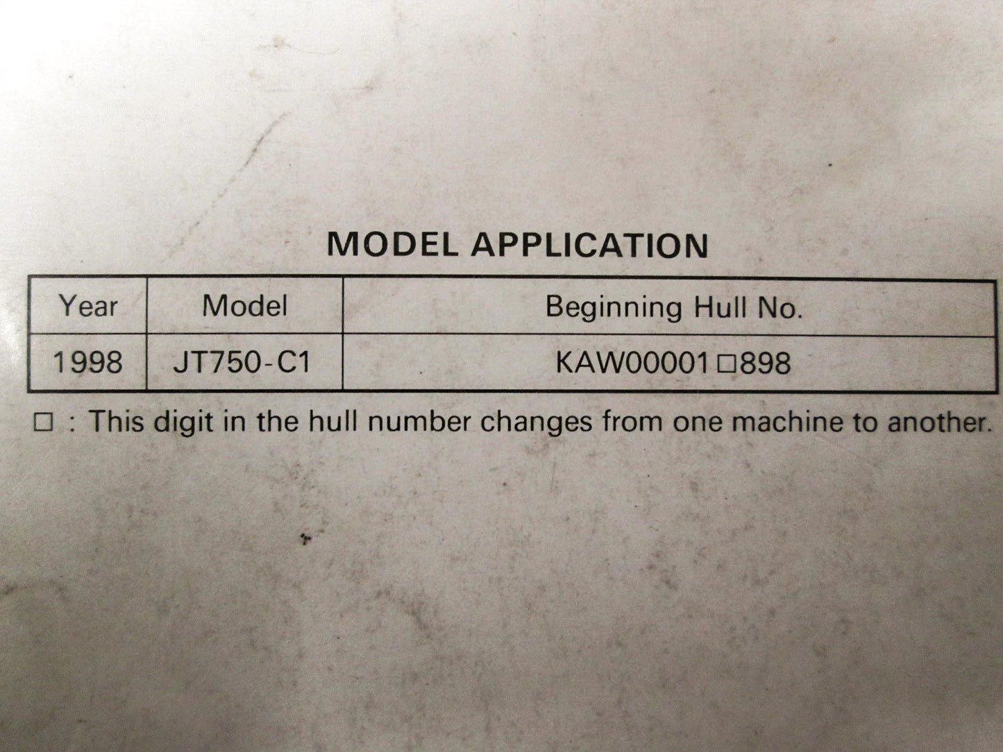 OEM Kawasaki 99924-1238-51 Service Manual Supplement JT750C1