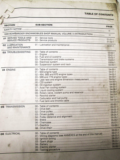 OEM Ski Doo 1996 Snowmobile Service Manual