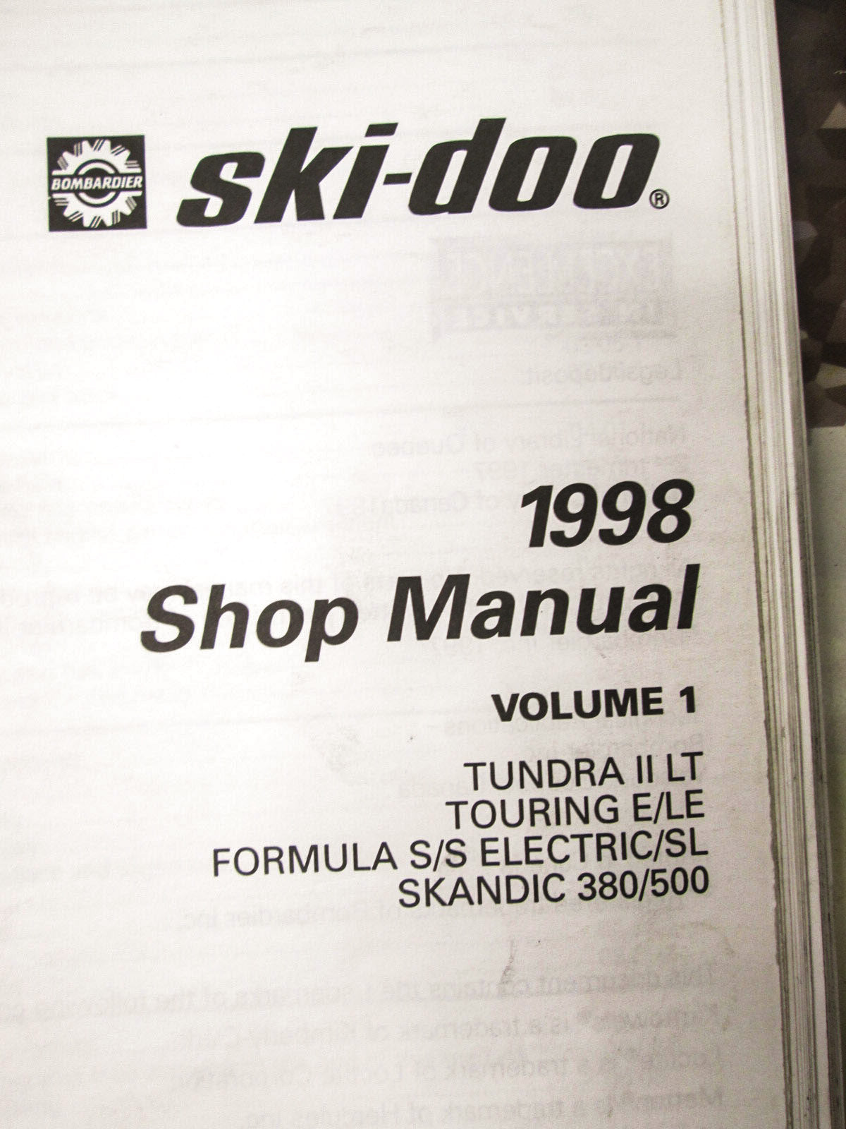OEM Ski Doo 1998 Snowmobile Service Manual 484068000