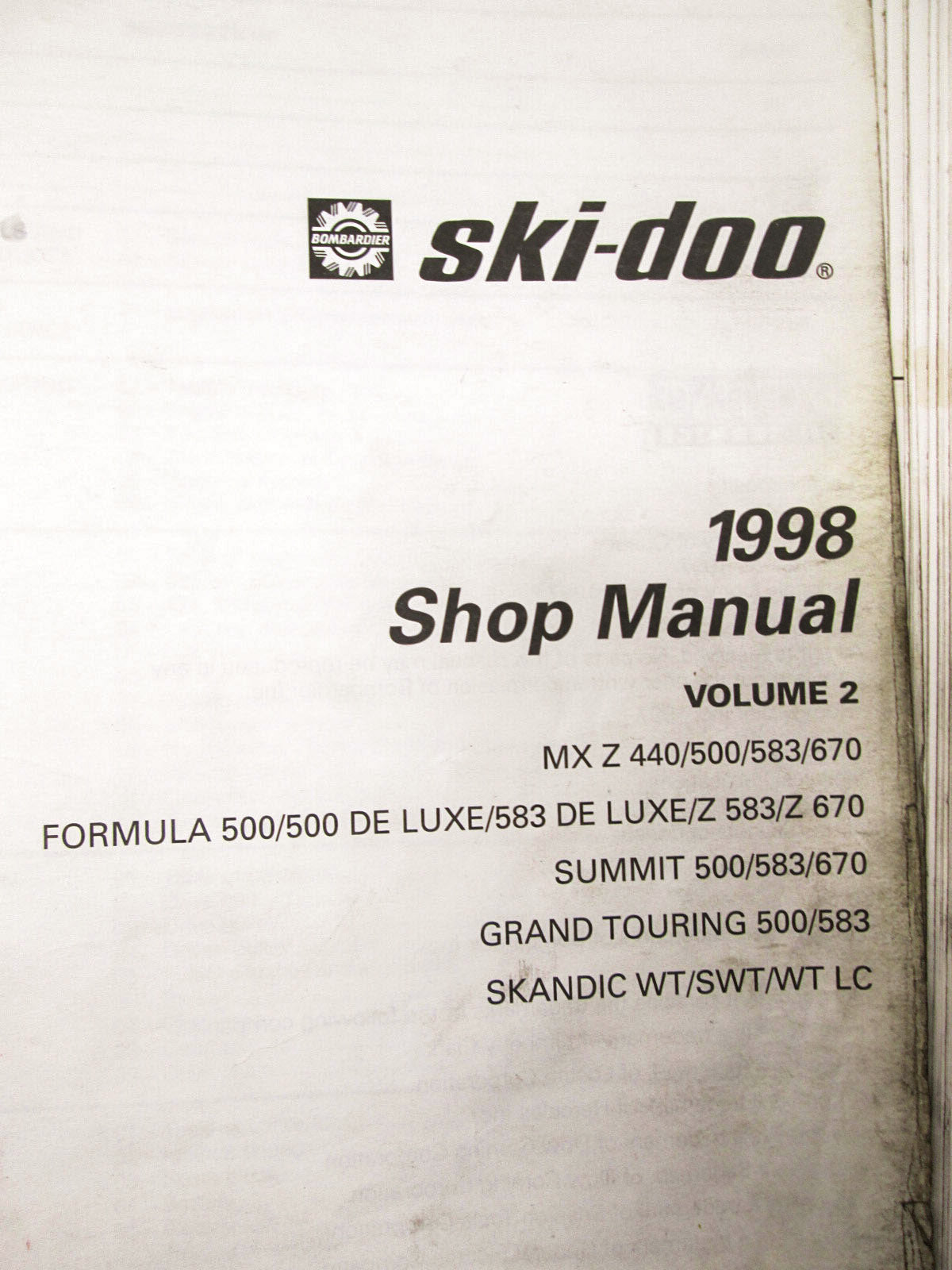 OEM Ski Doo 1998 Snowmobile Service Manual 484068200