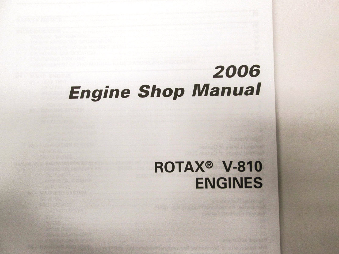 OEM Bombardier Rotax V-810 Engine Service Manual 219100230
