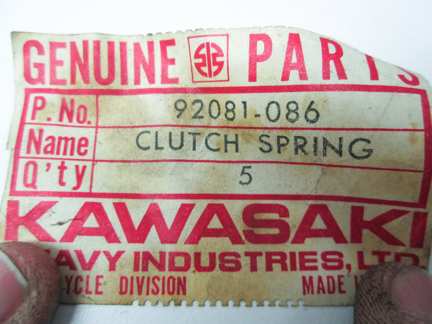 OEM Kawasaki 92081-086 Clutch Spring NOS