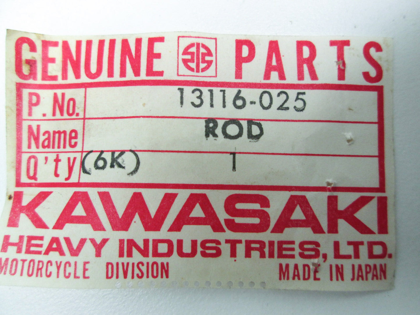 OEM Kawasaki 13116-025 Clutch Push Rod NOS