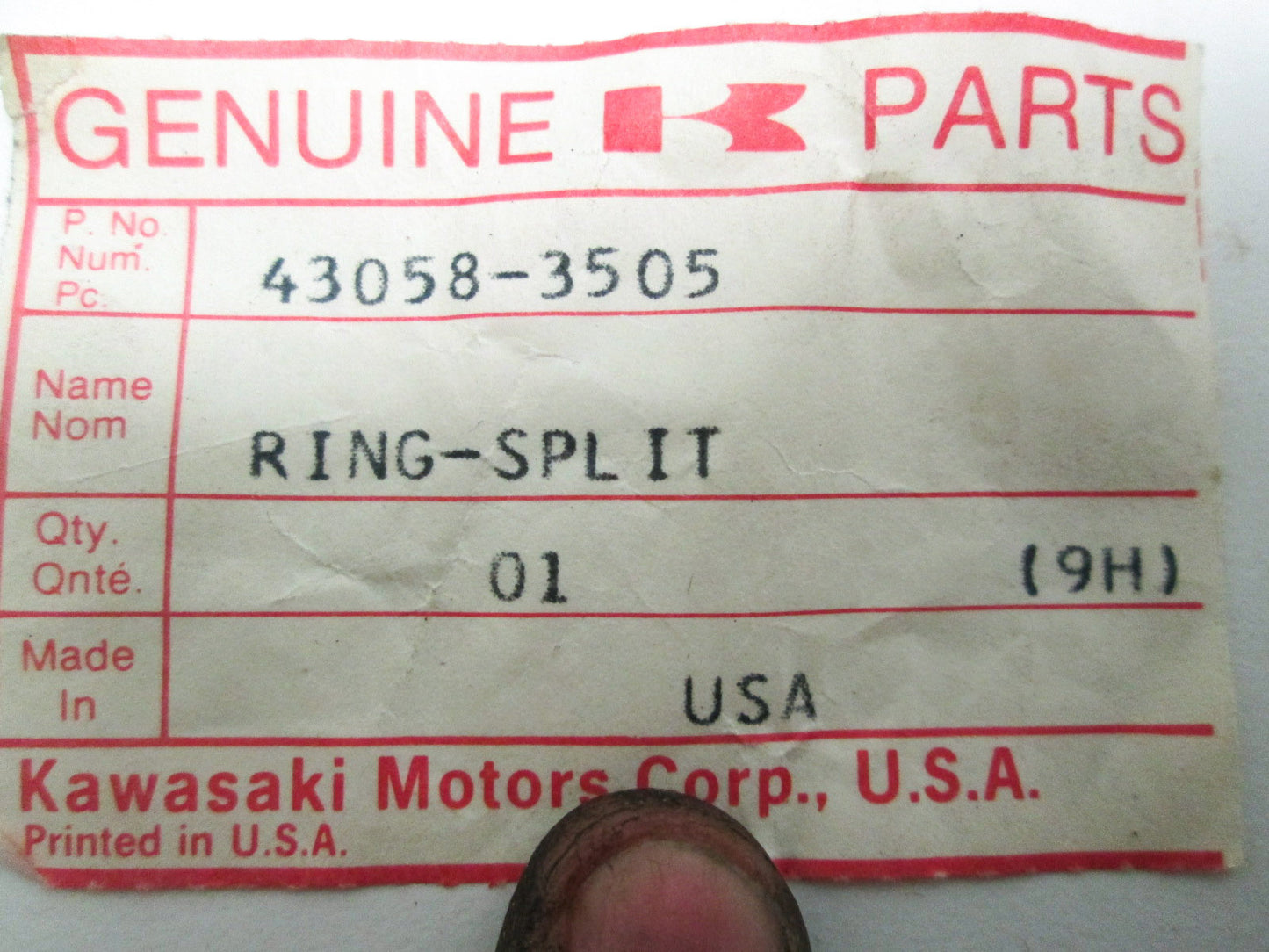 NEW OEM Kawasaki Clutch Ring Split Washer 43058-3505 NOS