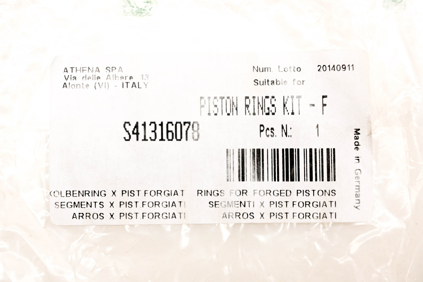 Athena S41316078 Piston Rings Kit NOS