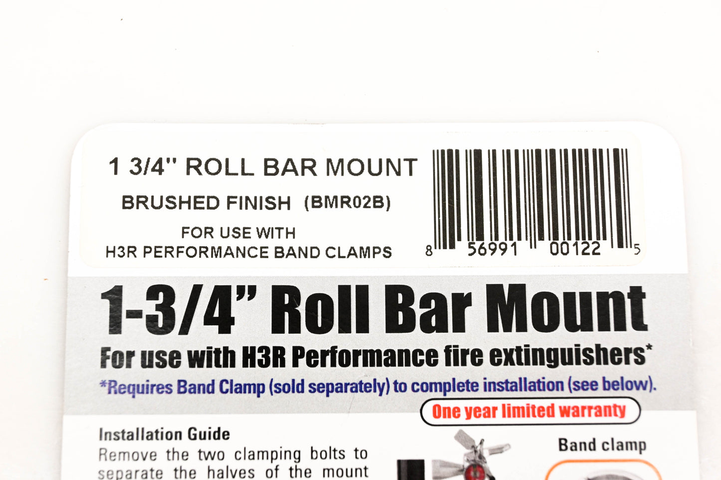 H3R Performance BMR02B Roll Bar Mount 1 3/4" Brushed NOS