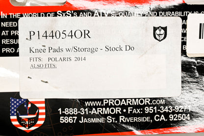 Pro Armor P144054OR Door Knee Pads W/Storage Black Orange NOS
