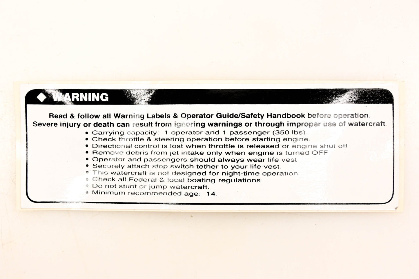 Aftermarket 219900276 Warning Decal NOS