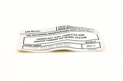 Aftermarket 704902938 EPA Recall Decal NOS