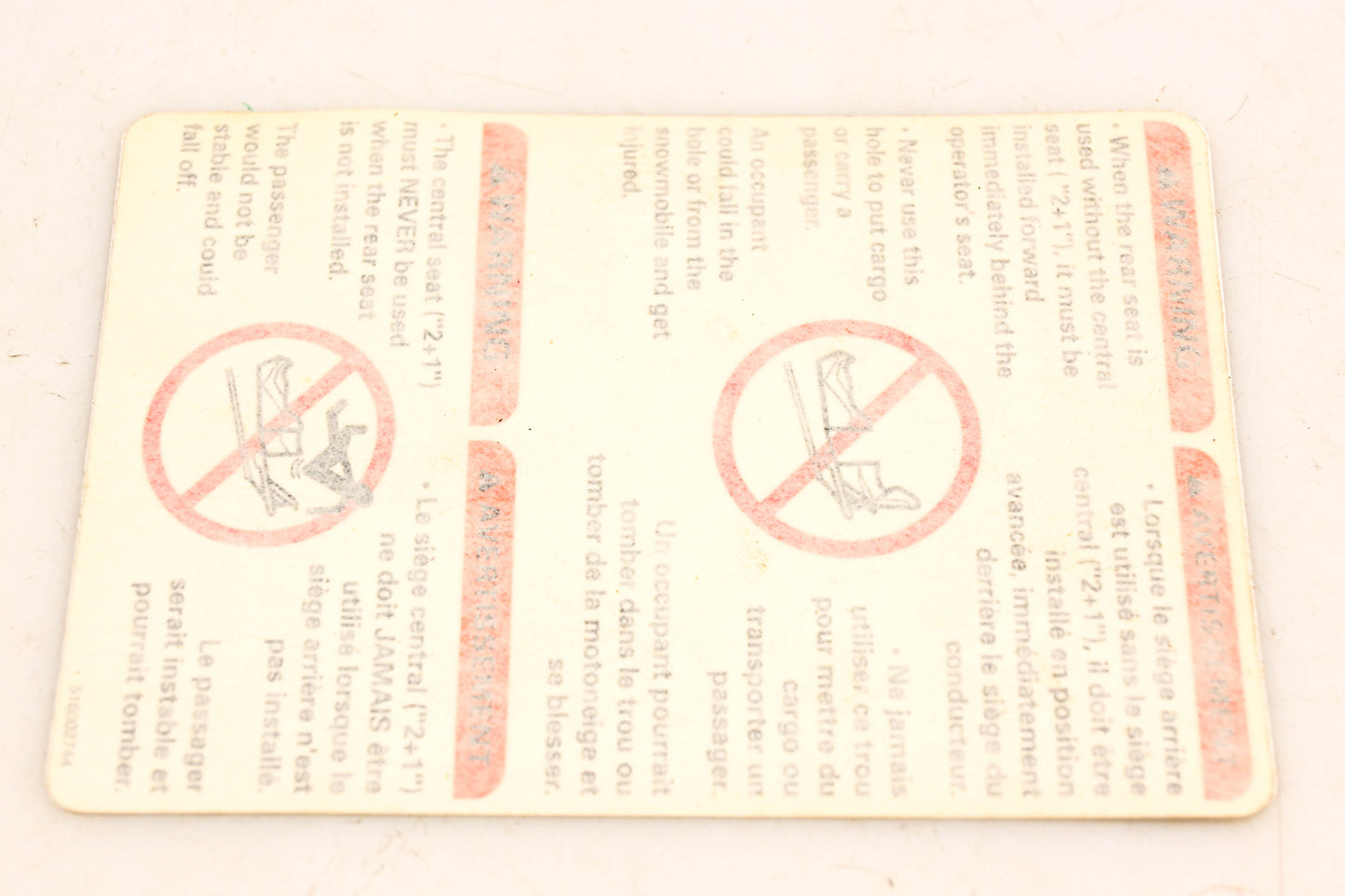 Aftermarket 516002744, 2011-1 Warning Decal NOS