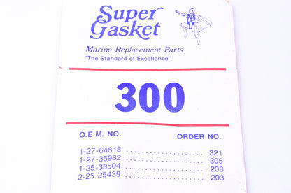Super Gasket 1-27-64818, 1-27-35982, 2-25-25439 Gasket Kit #300 NOS
