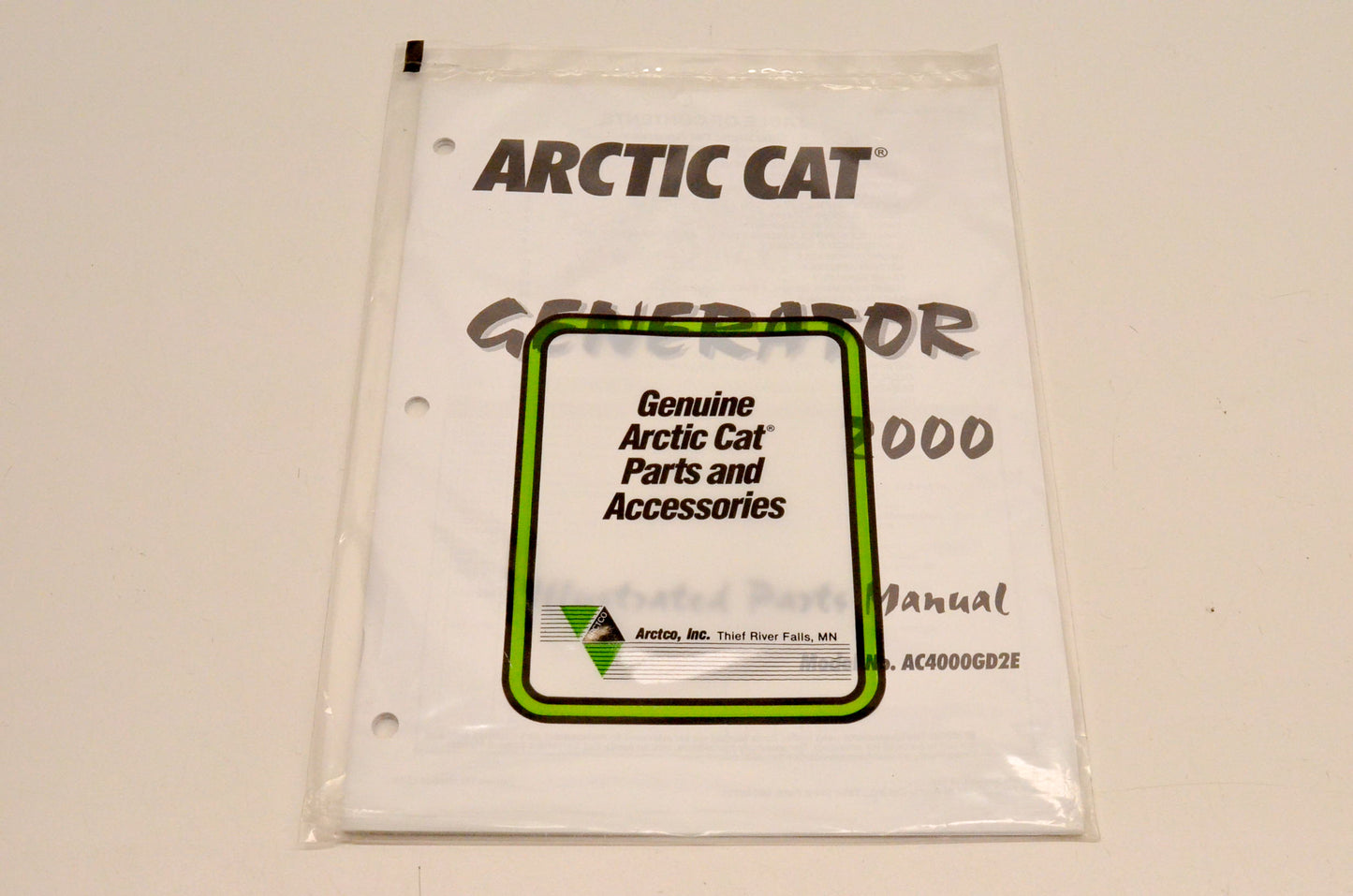New OEM Arctic Cat 2256-307 AC4000GD2E 2000 Generator Illustrated Parts Manual NOS