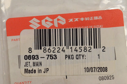 New OEM Arctic Cat 0693-753 Main Jet AC2500GD NOS