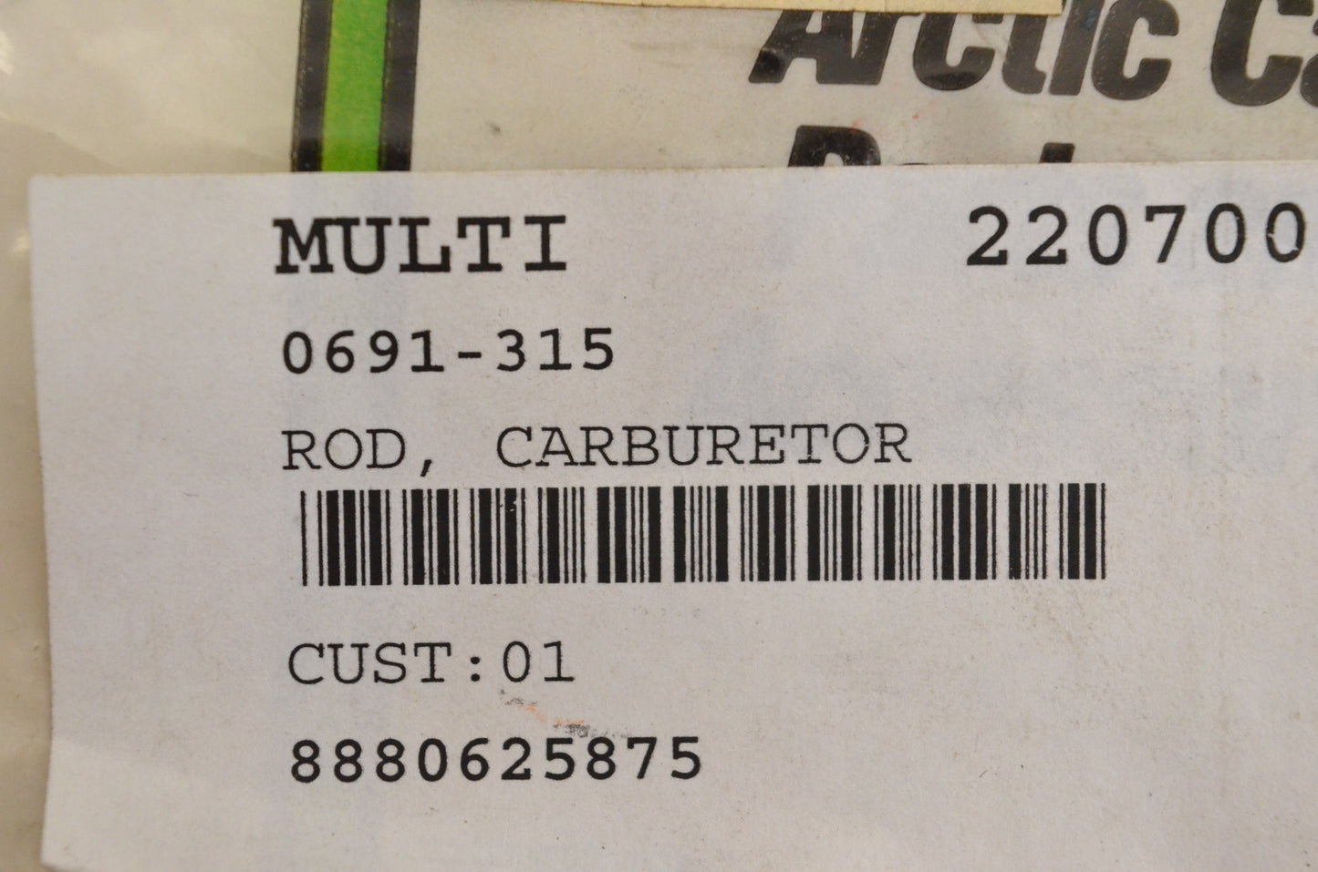 New OEM Arctic Cat 0691-315 Carburetor Rod AC3000GD2 NOS