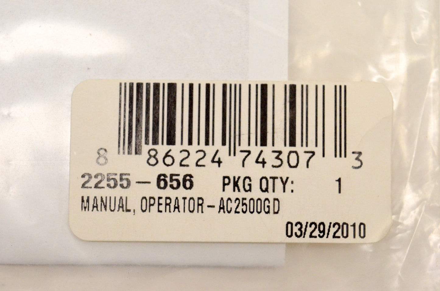 New OEM Arctic Cat 2255-656 AC2500GD Generator Operator's Manual NOS