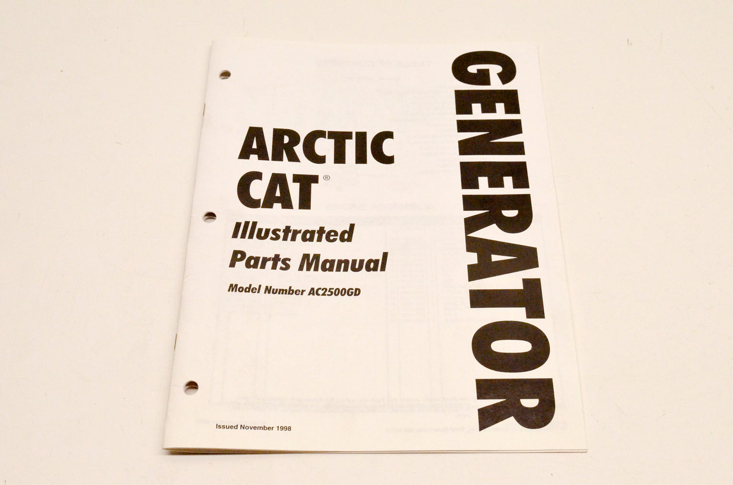 New OEM Arctic Cat 2256-106 AC2500GD 1998 Generator Illustrated Parts Manual NOS