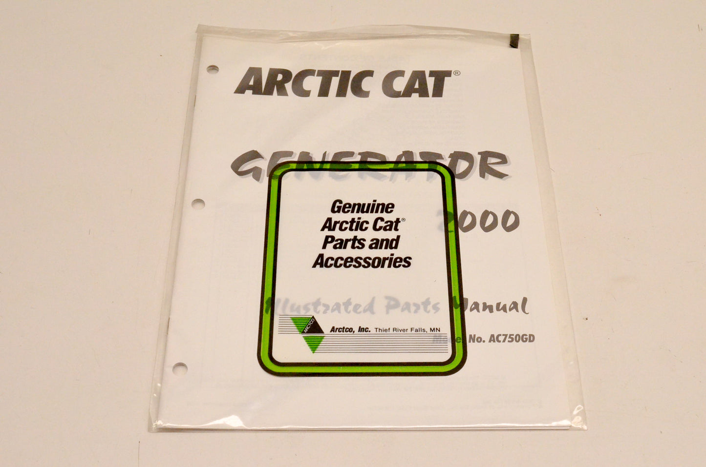 New OEM Arctic Cat 2256-298 GD 2000 Generator Illustrated Parts Manual NOS