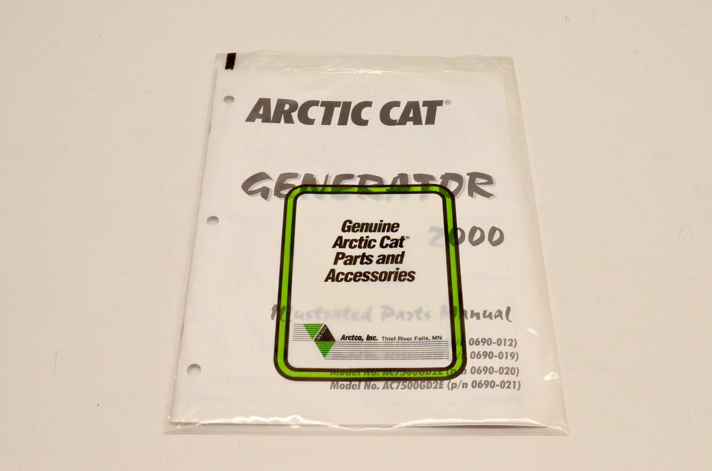 New OEM Arctic Cat 2256-306 AC7500GD2E 2000 Generator Illustrated Parts Manual NOS