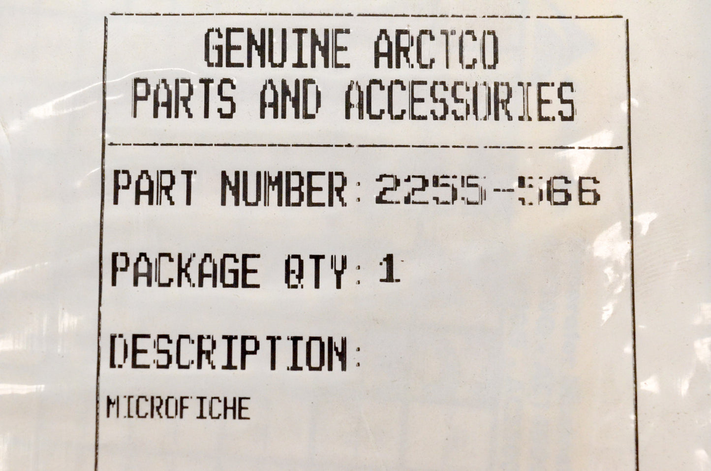 New OEM Arctic Cat 2255-566 Microfiche NOS