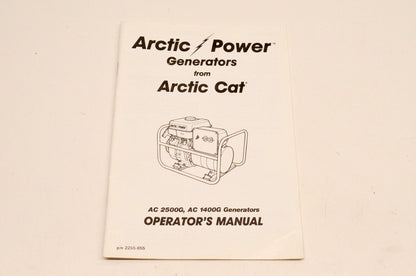 New OEM Arctic Cat 2255-655 AC2500G AC1400G Generator Operator Manual NOS