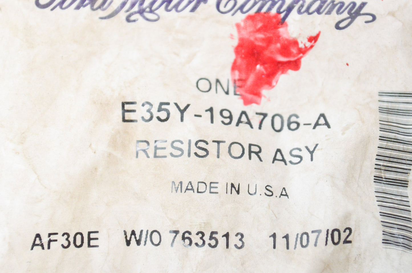 New OEM Ford E35Y19A706A Blower Motor Resistor NOS