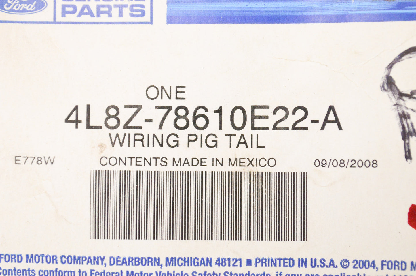 New OEM Ford 4L8Z78610E22A Wiring Pig Tail Kit NOS